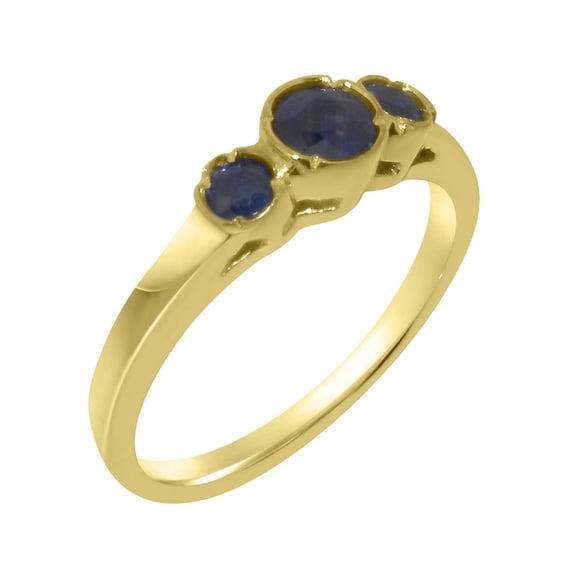 LBG British Made 9k Yellow Gold Natural Sapphire Womens Promise Ring - 33 size options - Size 9.5
