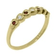 thumbnail image 1 of LBG British Made 9k Yellow Gold Real Natural Diamond & Garnet Womens Eternity Ring - 33 size options - Size 8, 1 of 9
