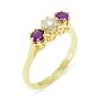 thumbnail image 1 of LBG British Made 9k Yellow Gold Ring with Cultured Pearl & Amethyst Womens Anniversary Ring - 33 size options - Size 4, 1 of 6