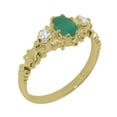 thumbnail image 1 of LBG British Made 9k Yellow Gold ring with Natural Emerald & Diamond Womens Anniversary Ring - 33 size options - Size 11.25, 1 of 9