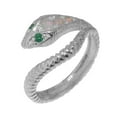 thumbnail image 1 of LBG British Made Classic 14k White Gold Natural Opal & Emerald Womens Band Ring - 33 size options - Size 5.25, 1 of 6