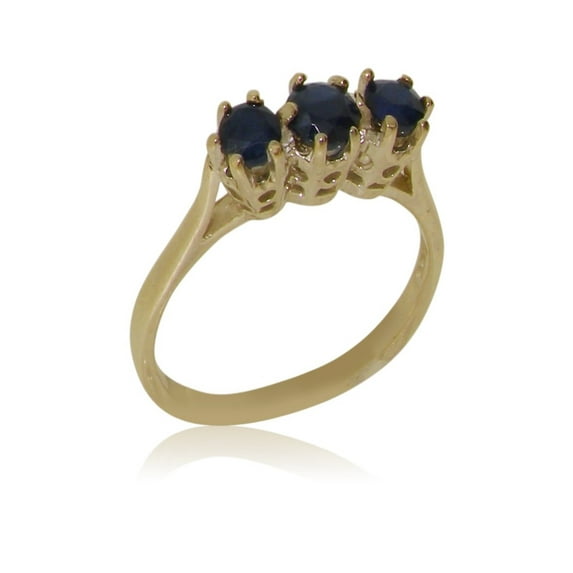 LBG British Made Classic 14k Yellow Gold Natural Sapphire Womens Anniversary Ring - 33 size options - Size 5.25
