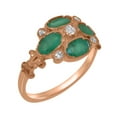 thumbnail image 1 of LBG British Made Classic 9k Rose Gold Natural Diamond & Emerald Womens Anniversary Ring - 33 size options - Size 5.25, 1 of 6