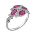 thumbnail image 1 of LBG British Made Classic 9k White Gold Natural Diamond & Ruby Womens Anniversary Ring - 33 size options - Size 5.25, 1 of 6