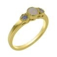 thumbnail image 1 of LBG British Made Classic Solid 10k Yellow Gold Natural Opal & Tanzanite Womens Anniversary Ring - 33 size options - Size 5.25, 1 of 6