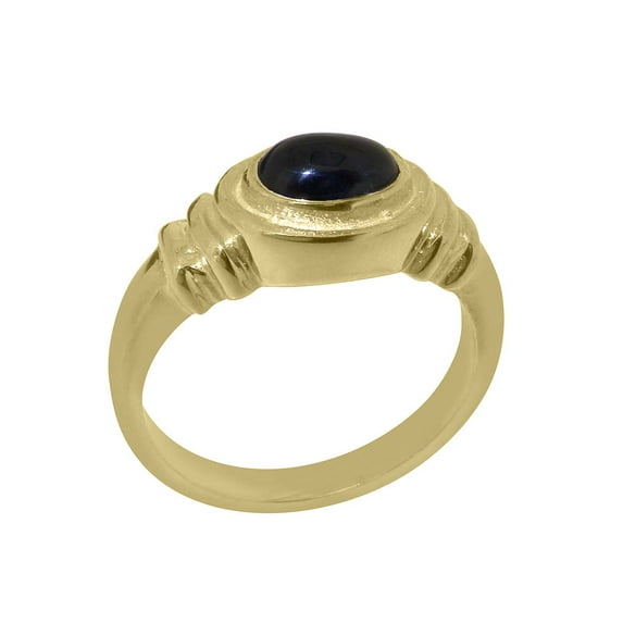 LBG British Made Classic Solid 10k Yellow Gold Natural Sapphire Unisex Engagement Ring - 33 size options - Size 5.25