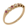 thumbnail image 1 of LBG British Made Classic Solid 14k Rose Gold Natural Diamond & Ruby Womens Anniversary Ring - 33 size options - Size 5.25, 1 of 9