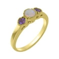 thumbnail image 1 of LBG British Made Classic Solid 14k Yellow Gold Natural Opal & Amethyst Womens Anniversary Ring - 33 size options - Size 5.25, 1 of 7