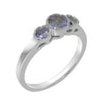 thumbnail image 1 of LBG British Made Classic Solid 925 Sterling Silver Natural Tanzanite Womens Anniversary Ring - 33 size options - Size 5.25, 1 of 6