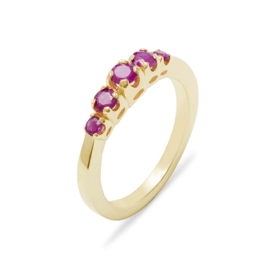 LBG British Made Classic Solid 9k Yellow Gold Natural Ruby Womens band Ring - 33 size options - Size 5.25