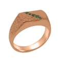 thumbnail image 1 of LBG British Made Real 14k Rose Gold Natural Emerald Mens band Ring - 33 size options - Size 6.25, 1 of 6