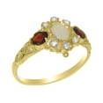 thumbnail image 1 of LBG British Made Real 18k Yellow Gold Natural Opal Diamond Garnet Womens Anniversary Ring - 33 size options - Size 6.25, 1 of 5