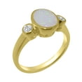 thumbnail image 1 of LBG British Made Real Solid 10k Yellow Gold Natural Opal & Diamond Womens Anniversary Ring - 33 size options - Size 6.25, 1 of 6