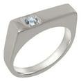 thumbnail image 1 of LBG British Made Real Solid 18k White Gold Natural Aquamarine Mens Band Ring - 33 size options - Size 6.25, 1 of 6