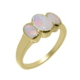 thumbnail image 1 of LBG British Made Real Solid 18k Yellow Gold Natural Opal Womens Anniversary Ring - 33 size options - Size 6.25, 1 of 6