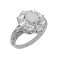 thumbnail image 1 of LBG British Made Real Solid 925 Sterling Silver Natural Opal & Cubic Zirconia Womens Engagement Ring - 33 size options - Size 6.25, 1 of 8