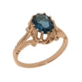 thumbnail image 1 of LBG British Made Solid 10k Rose Gold Natural London Blue Topaz Womens Engagement Ring - 33 size options - Size 10.25, 1 of 6