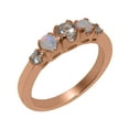 thumbnail image 1 of LBG British Made Solid 10k Rose Gold ring with Natural Aquamarine & Opal Womens band Ring - 33 size options - Size 9.75, 1 of 6