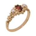 thumbnail image 1 of LBG British Made Solid 10k Rose Gold ring with Natural Garnet & Cultured Pearl Womens Engagement Ring - 33 size options - Size 9.75, 1 of 9