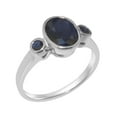 thumbnail image 1 of LBG British Made Solid 10k White Gold Natural Sapphire Womens Anniversary Ring - 33 size options - Size 10.25, 1 of 6