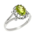thumbnail image 1 of LBG British Made Solid 10k White Gold ring with Natural Peridot Womens Engagement Ring - 33 size options - Size 9.75, 1 of 7