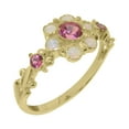 thumbnail image 1 of LBG British Made Solid 10k Yellow Gold ring with Natural Pink Tourmaline & Opal Womens Engagement Ring - 33 size options - Size 9.75, 1 of 7