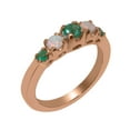 thumbnail image 1 of LBG British Made Solid 14k Rose Gold ring with Natural Emerald & Opal Womens band Ring - 33 size options - Size 9.75, 1 of 6