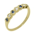 thumbnail image 1 of LBG British Made Solid 14k Yellow Gold Natural Diamond & Sapphire Womens Anniversary Ring - 33 size options - Size 12, 1 of 9