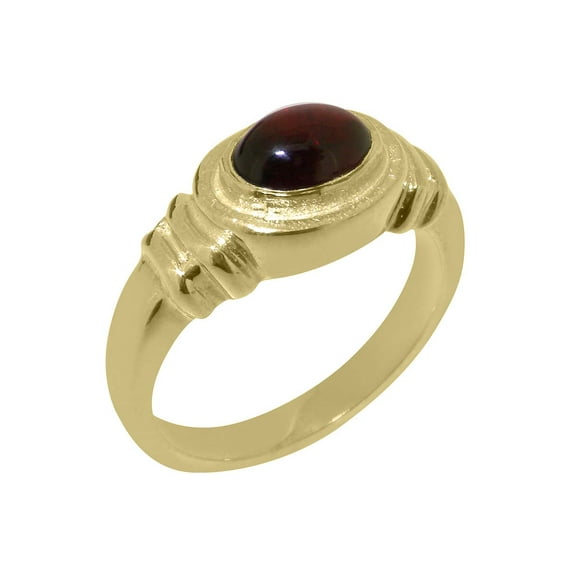 LBG British Made Solid 14k Yellow Gold Natural Garnet Unisex Engagement Ring - 33 size options - Size 12