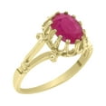 thumbnail image 1 of LBG British Made Solid 14k Yellow Gold ring with Natural Ruby Womens Engagement Ring - 33 size options - Size 9.75, 1 of 6