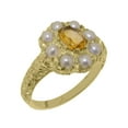 thumbnail image 1 of LBG British Made Solid 18k Yellow Gold ring with Natural Citrine & Cultured Pearl Womens Engagement Ring - 33 size options - Size 9.75, 1 of 8