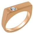 thumbnail image 1 of LBG British Made Solid 9k Rose Gold Natural Aquamarine Mens Band Ring - 33 size options - Size 10.25, 1 of 6