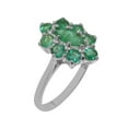 thumbnail image 1 of LBG British Made Solid 9k White Gold Natural Emerald Womens Anniversary Ring - 33 size options - Size 10.25, 1 of 9