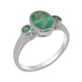 thumbnail image 1 of LBG British Made Solid 9k White Gold ring with Natural Emerald Womens Engagement Ring - 33 size options - Size 9.75, 1 of 5