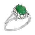 thumbnail image 1 of LBG British Made Spectacular 10k White Gold Natural Emerald Womens Engagement Ring - 33 size options - Size 10.5, 1 of 6