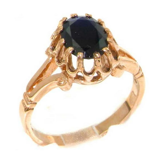 LBG British Made Spectacular 18k Rose Gold Natural Sapphire Womens Engagement Ring - 33 size options - Size 10.5