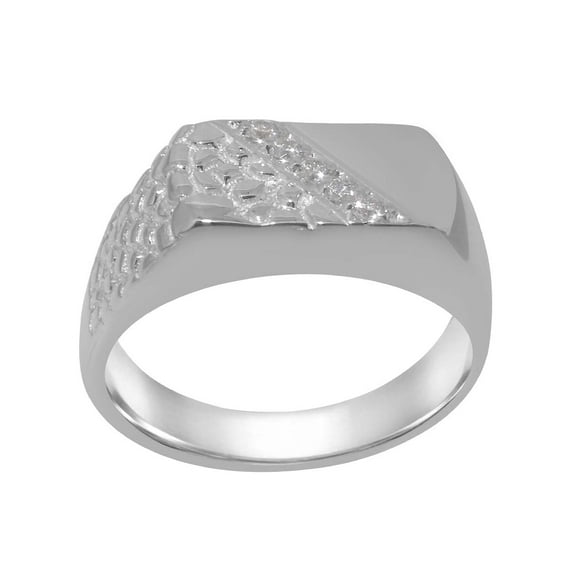 LBG British Made Sterling Solid Silver ring with Cubic Zirconia Mens band Ring - 33 size options - Size 11