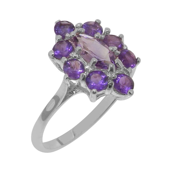 LBG British Made Sterling Solid Silver ring with Natural Amethyst Womens Statement Ring - 33 size options - Size 11