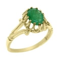 thumbnail image 1 of LBG British Made Stunning 10k Yellow Gold Natural Emerald Womens Anniversary Ring - 33 size options - Size 8.5, 1 of 6