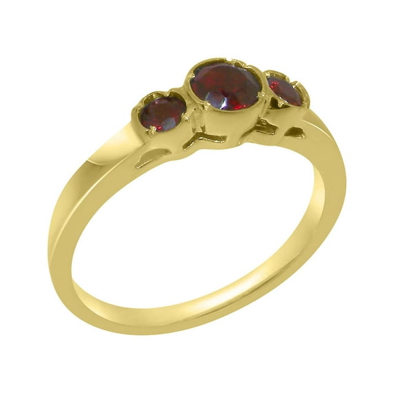 LBG British Made Stunning 10k Yellow Gold Natural Garnet Womens Engagement Ring - 33 size options - Size 8.5