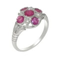 thumbnail image 1 of LBG British Made Stunning 925 Sterling Silver Natural Ruby & Cubic Zirconia Womens Anniversary Ring - 33 size options - Size 8.5, 1 of 7