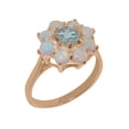 thumbnail image 1 of LBG British Made Stunning 9k Rose Gold Natural Aquamarine & Opal Womens Anniversary Ring - 33 size options - Size 8.5, 1 of 6