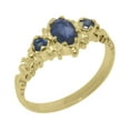 thumbnail image 1 of LBG British Made Stunning 9k Yellow Gold Natural Sapphire Womens Engagement Ring - 33 size options - Size 8.5, 1 of 9