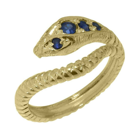 LBG British Made Traditional 14k Yellow Gold Ring with Natural Sapphire Womens Promise Ring - 33 size options - Size 4.25
