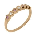 thumbnail image 1 of LBG British Made Traditional Solid 10k Rose Gold Ring with Natural Diamond & Pink Tourmaline Womens Eternity Ring - 33 size options - Size 4.25, 1 of 9
