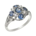 thumbnail image 1 of LBG British Made Traditional Solid 10k White Gold Ring with Natural Sapphire & Cubic Zirconia Womens Statement Ring - 33 size options - Size 4.25, 1 of 7