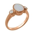 thumbnail image 1 of LBG British Made Traditional Solid 14k Rose Gold Ring with Natural Opal & Diamond Womens Promise Ring - 33 size options - Size 4.25, 1 of 6
