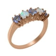 thumbnail image 1 of LBG English Made 9k Rose Gold Natural Tanzanite & Opal Womens Eternity Ring - 33 size options - Size 5.75, 1 of 6