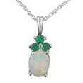 thumbnail image 1 of LBG Ladies Solid 925 Sterling Silver Natural Opal and Emerald Contemporary Pendant Necklace, 1 of 3