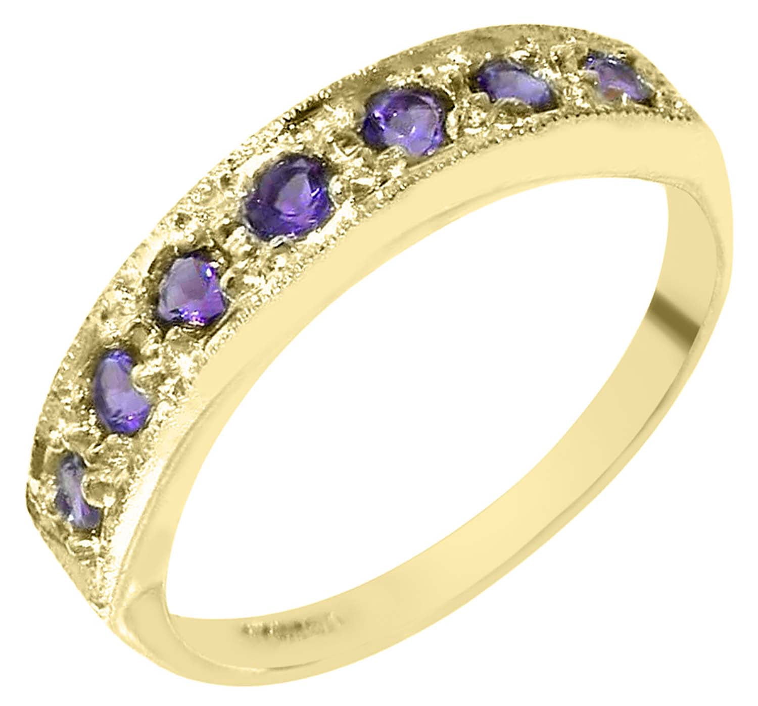LBG Solid 10k .417 Yellow Gold Natural Amethyst Womens Band Ring ...